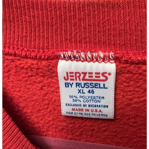 Vintage Jerzees by Russell Red Crewneck Sweatshirt Mens XL 46 Made In USA - Picture 8 of 11